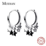 925 Silver Stars Swing Hoop Earrings for Women Party Jewelry