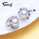 925 Silver Pearl Earrings Bohemian Clip-On Women's Wedding Jewelry