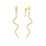 925 Silver Zircon CZ Snake Hoop Earrings Clear Party Piercing Jewelry