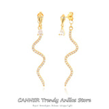 925 Silver Zircon CZ Snake Hoop Earrings Clear Party Piercing Jewelry