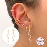 925 Silver Zircon CZ Snake Hoop Earrings Clear Party Piercing Jewelry