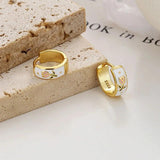 925 Silver Enamel Tulips 18K Hoop Earrings Women Party Jewelry