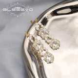 Natural Freshwater Pearls Zircon Pendant Earrings for Women