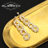 Natural Freshwater Pearls Zircon Pendant Earrings for Women