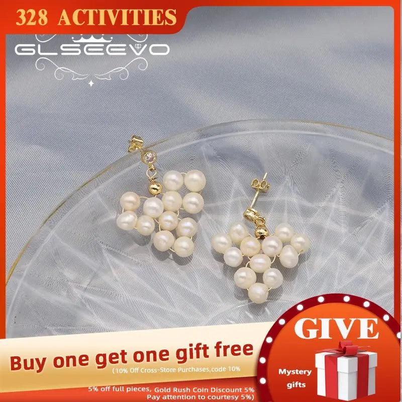 925 Silver Pearls Heart-shaped Earrings String of Pearls High Jewelry