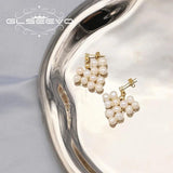 925 Silver Pearls Heart-shaped Earrings String of Pearls High Jewelry