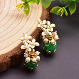 Green Jade Drop Silver Earrings Fresh Water Pearl Jewelry GE0931A