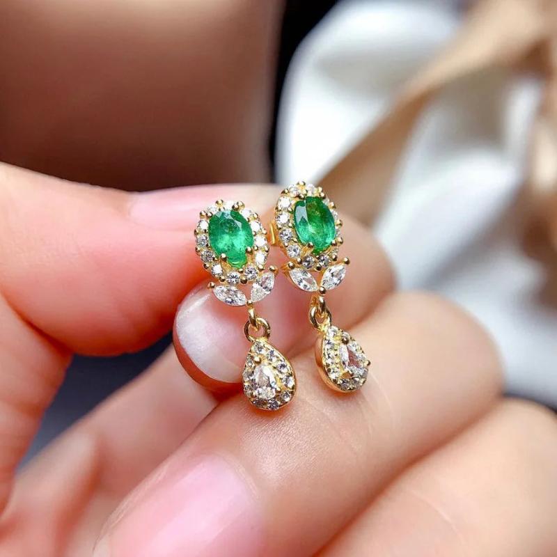 Green Stone Drop Earrings for Women Party Dating Christmas Gift