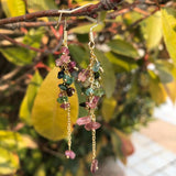Natural Multicolored Tourmaline Gravel Earrings Crystal Healing Stone
