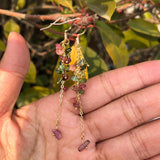 Natural Multicolored Tourmaline Gravel Earrings Crystal Healing Stone