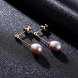 925 Silver Earrings Natural Pearl Golden Woman Jewelry Party Gift