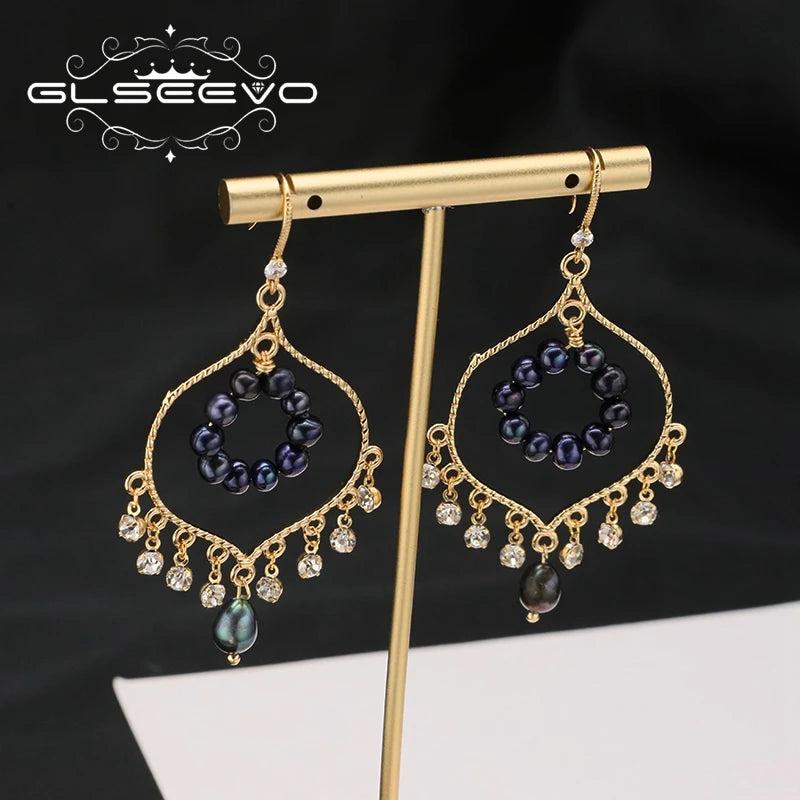 Lapis Lazuli Zircon Tassel Earrings for Women Christmas Gift