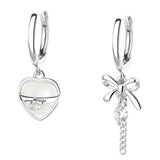 S925 Crystal Bowknot Heart Hoop Earrings Wedding Jewelry Gift