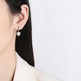 S925 Crystal Bowknot Heart Hoop Earrings Wedding Jewelry Gift