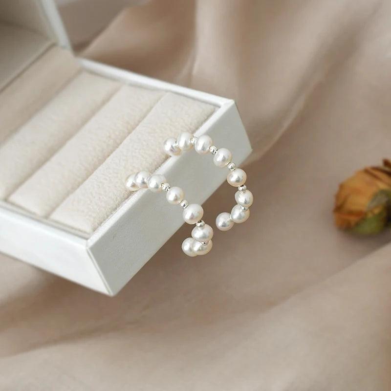ASHQI Freshwater Pearl Earrings 925 Sterling Silver Women's Jewelry