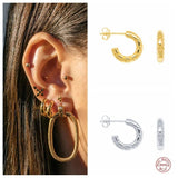 925 Silver Round Hoop Earrings for Women Circle Huggie Punk Party Gift