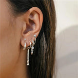 925 Silver Round Hoop Earrings for Women Circle Huggie Punk Party Gift