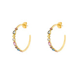 925 Silver Crystal Circle Rainbow Hoop Earrings Women Jewelry