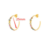 925 Silver Crystal Circle Rainbow Hoop Earrings Women Jewelry