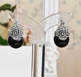925 Silver Garnet Earrings Thai Vintage Jewelry Semi-Precious Stones