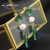 Baroque Emerald Water Drop Earrings Antique Women Jewelry GE1195