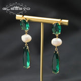 Baroque Emerald Water Drop Earrings Antique Women Jewelry GE1195