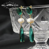 Baroque Emerald Water Drop Earrings Antique Women Jewelry GE1195