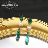 Baroque Emerald Water Drop Earrings Antique Women Jewelry GE1195