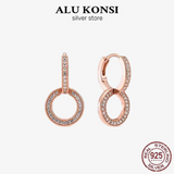 925 Sterling Silver Crystal Pan Earrings for Women Wedding Jewelry