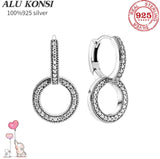 925 Sterling Silver Crystal Pan Earrings for Women Wedding Jewelry