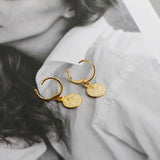 Vintage 925 Sterling Silver Coin Drop Earrings for Women Punk Fine Jewelry