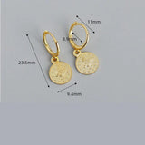 Vintage 925 Sterling Silver Coin Drop Earrings for Women Punk Fine Jewelry