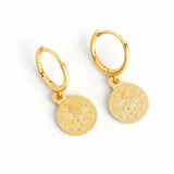 Vintage 925 Sterling Silver Coin Drop Earrings for Women Punk Fine Jewelry