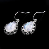 925 Silver Moonstone Drop Earrings for Women Vintage Jewelry
