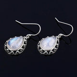 925 Silver Moonstone Drop Earrings for Women Vintage Jewelry
