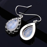 925 Silver Moonstone Drop Earrings for Women Vintage Jewelry