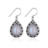 925 Silver Moonstone Drop Earrings for Women Vintage Jewelry
