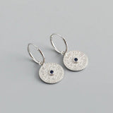 Sterling Silver Zodiac Compass Pendant Earrings