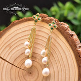 Green Zircon Drop Earrings Bohemia 925 Silver for Women Girls GE0932