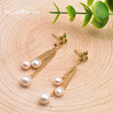 Green Zircon Drop Earrings Bohemia 925 Silver for Women Girls GE0932