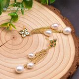 Green Zircon Drop Earrings Bohemia 925 Silver for Women Girls GE0932