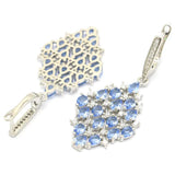 Gorgeous Long Tanzanite Tourmaline CZ Women Engagement Silver Earrings