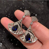 Women Water Drop Fan Earrings S925 Silver Needle Small Skirt Earrings