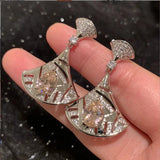 Women Water Drop Fan Earrings S925 Silver Needle Small Skirt Earrings