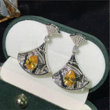 Women Water Drop Fan Earrings S925 Silver Needle Small Skirt Earrings