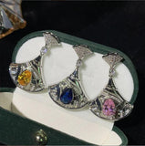Women Water Drop Fan Earrings S925 Silver Needle Small Skirt Earrings