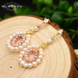 Pink Pearl Earrings Natural Fresh Water Pearl Dangle Earrings Wedding Jewelry