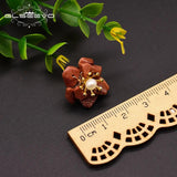 Glseevo Golden Sandstone Pearl Earrings S925 Silver Flower Jewelry