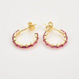 925 Sterling Silver Rose Red Circle Hoops Piercing Earring Wedding Gift