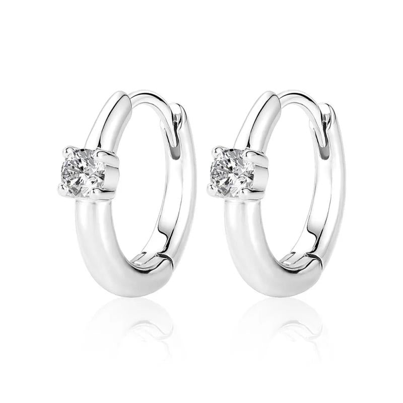 Minimalist 0.2CT Moissanite Earring 925 Sterling Silver Bling Hoop Jewelry